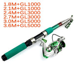 Telescopic Fishing Rod and Spinning Fishing Reel