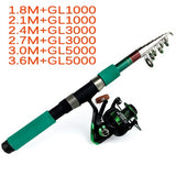 Telescopic Fishing Rod and Spinning Fishing Reel