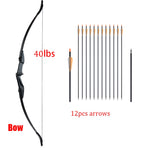 Huntingdoor 30lbs/40lbs Recurve Bow and Arrows Set Right Hand&amp;Left Hand Double Arrow for Shooting Hunting Games Outdoor Sports