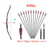 Huntingdoor 30lbs/40lbs Recurve Bow and Arrows Set Right Hand&amp;Left Hand Double Arrow for Shooting Hunting Games Outdoor Sports