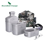 Boundless Voyage Outdoor Camping Titanium Military Canteen Cups Set