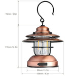 Mini Hanging Camping Lantern USB Outdoor Light Water Resistant Garden Lamp with 2 Lighting Modes for Garden, Yard, Camping